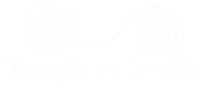 Logotipo de 'Terapia en familia' con un diseño que combina un nudo y una espiral, simbolizando el proceso de desatar conflictos y alcanzar equilibrio